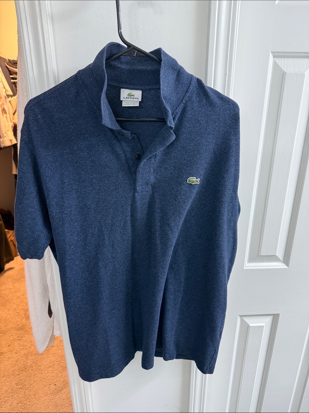 Lacoste Men's Dark Blue Short-Sleeve Polo with Crocodile Logo